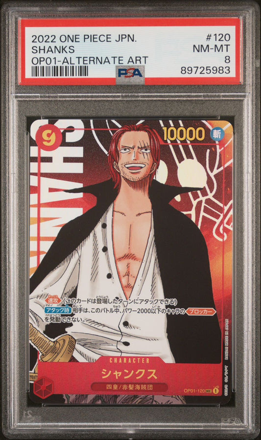 PSA 8 - 2022 ONE PIECE JPN. SHANKS - ALTERNATE ART [OP-01]