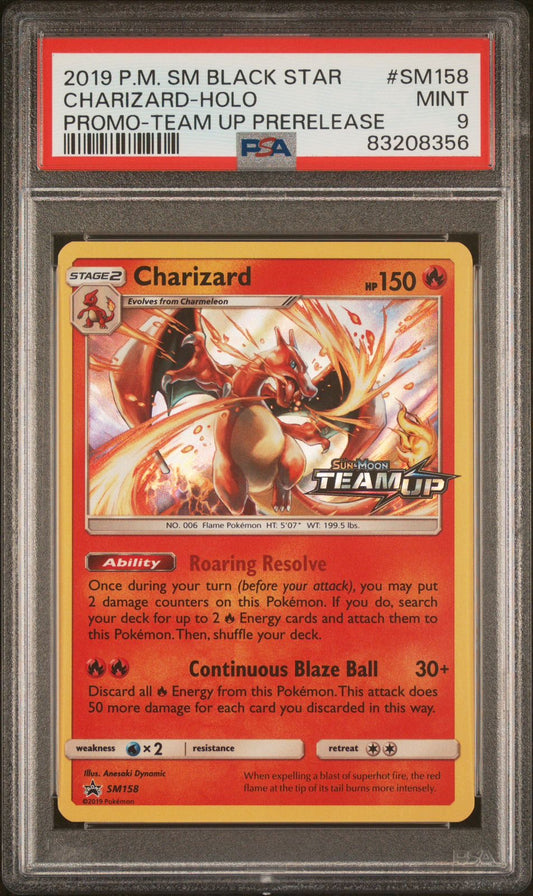 PSA 9 -  2019 P.M. SM BLACK STAR CHARIZARD - HOLO PROMO-TEAM UP PRERELEASE