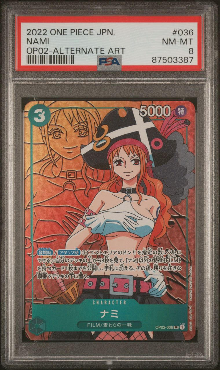 PSA 8 - 2022 ONE PIECE JPN. NAMI - ALTERNATE ART - [OP-02]