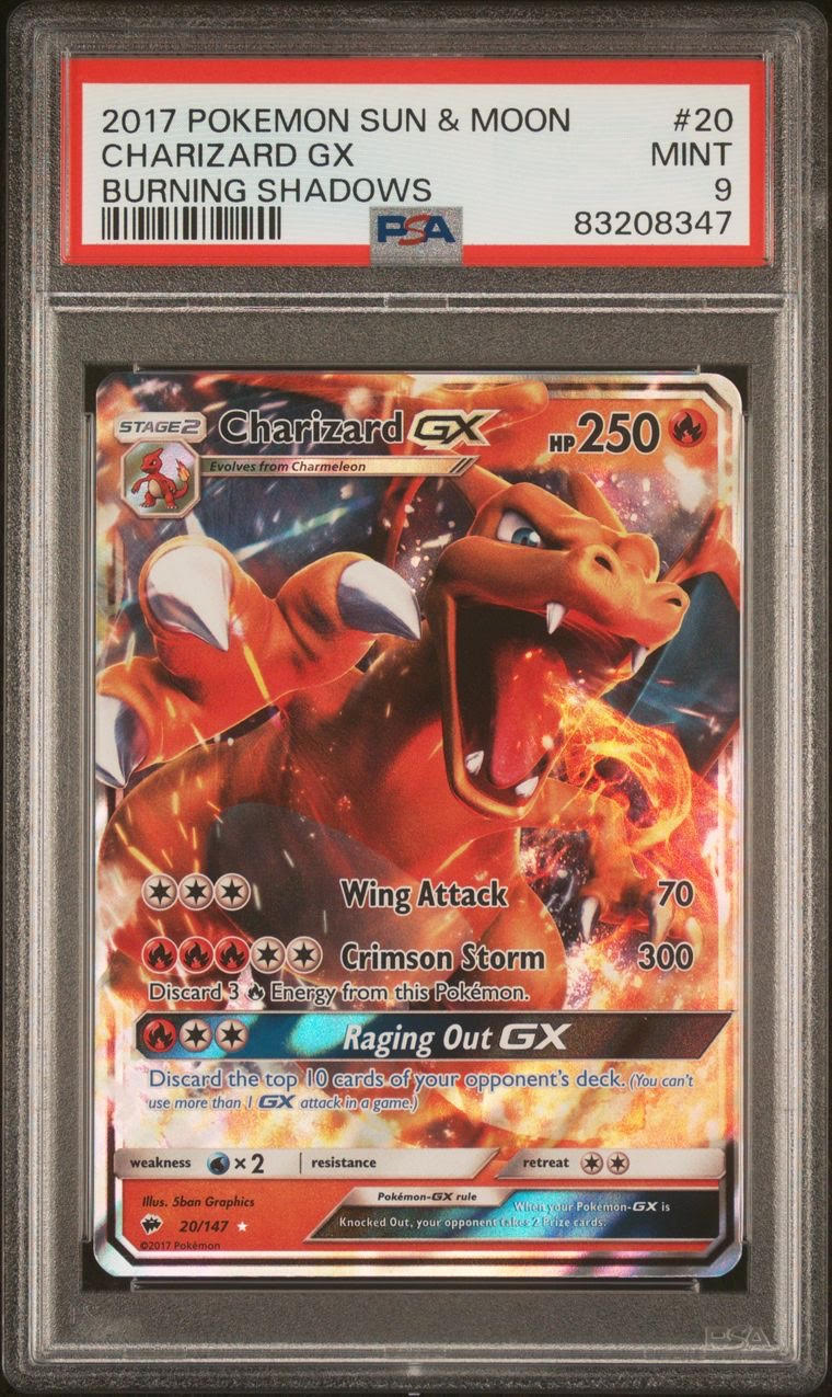 PSA 9 - 2017 POKEMON SUN & MOON CHARIZARD GX BURNING SHADOWS